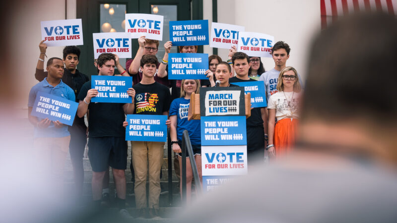 X Gonzalez speaks to a crowd at a Vote For Our Lives Event.