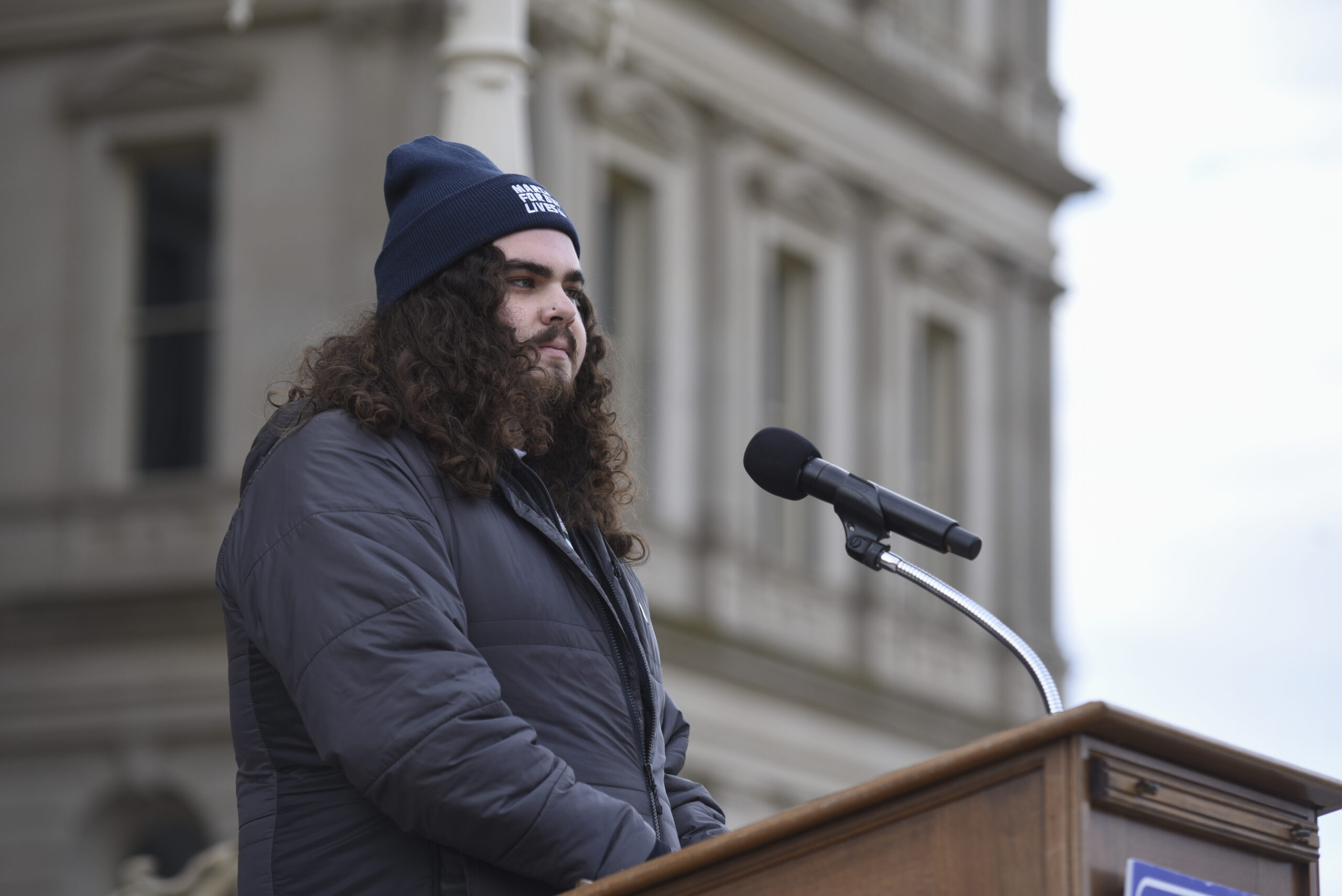 Troy Forbush tells their story of surviving the MSU shooting outside the Michigan Capital.