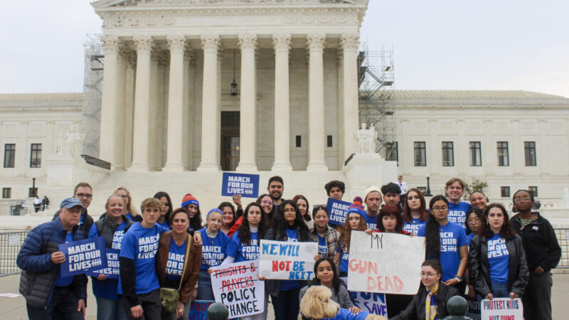 March For Our Lives activists gather outside the Supreme Court building.